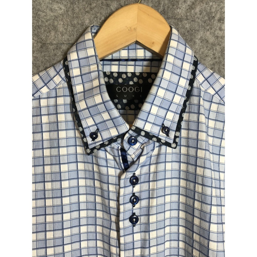 Coogi Luxe Shirt Mens Large Plaid Button Down Dress Long Sleeve Classic